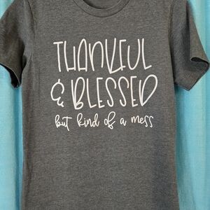 Bella Canvas Charcoal Kids Tee with Thankful & Blessed Print